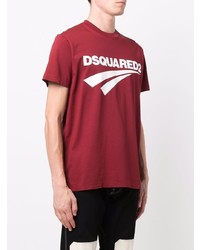 T-shirt girocollo stampata rossa e bianca di DSQUARED2