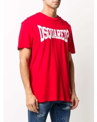 T-shirt girocollo stampata rossa e bianca di DSQUARED2