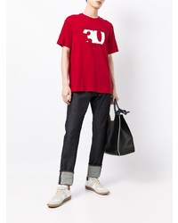 T-shirt girocollo stampata rossa e bianca di Armani Exchange