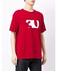 T-shirt girocollo stampata rossa e bianca di Armani Exchange