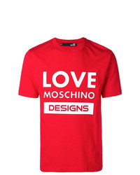 T-shirt girocollo stampata rossa e bianca di Love Moschino