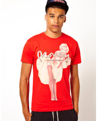 T-shirt girocollo stampata rossa e bianca di Money