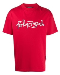 T-shirt girocollo stampata rossa e bianca di Palm Angels