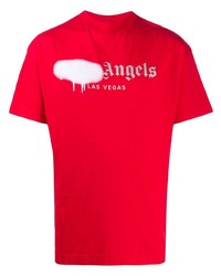 T-shirt girocollo stampata rossa e bianca di Palm Angels