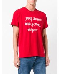 T-shirt girocollo stampata rossa e bianca di Amiri
