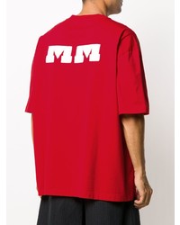 T-shirt girocollo stampata rossa e bianca di Maison Margiela