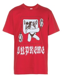 T-shirt girocollo stampata rossa e bianca di Supreme