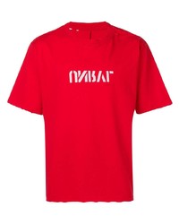 T-shirt girocollo stampata rossa e bianca di Unravel Project