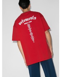 T-shirt girocollo stampata rossa e bianca di Vetements
