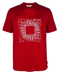 T-shirt girocollo stampata rossa e bianca di Z Zegna