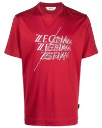 T-shirt girocollo stampata rossa e bianca di Z Zegna