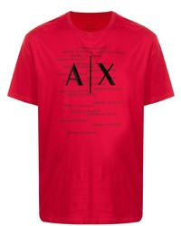 T-shirt girocollo stampata rossa e nera di Armani Exchange