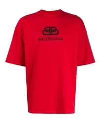T-shirt girocollo stampata rossa e nera di Balenciaga