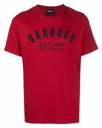 T-shirt girocollo stampata rossa e nera di Barbour