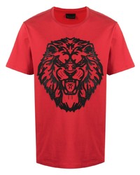 T-shirt girocollo stampata rossa e nera di Billionaire