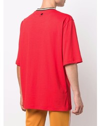 T-shirt girocollo stampata rossa e nera di Wales Bonner