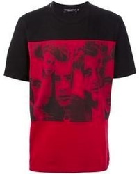 T-shirt girocollo stampata rossa e nera di Dolce & Gabbana