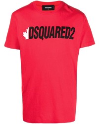 T-shirt girocollo stampata rossa e nera di DSQUARED2