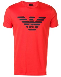 T-shirt girocollo stampata rossa e nera di Emporio Armani