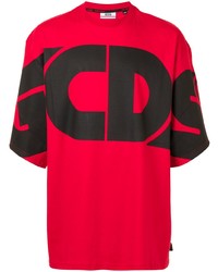 T-shirt girocollo stampata rossa e nera di Gcds