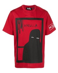 T-shirt girocollo stampata rossa e nera di Haculla
