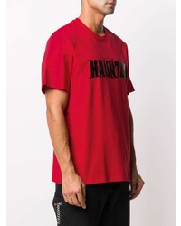 T-shirt girocollo stampata rossa e nera di MSGM