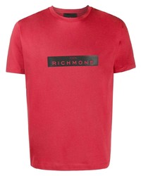 T-shirt girocollo stampata rossa e nera di John Richmond