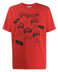 T-shirt girocollo stampata rossa e nera di Just Don