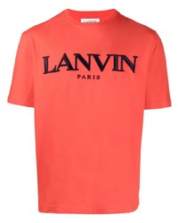 T-shirt girocollo stampata rossa e nera di Lanvin