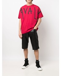 T-shirt girocollo stampata rossa e nera di Roberto Cavalli