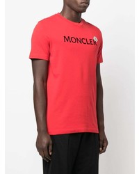 T-shirt girocollo stampata rossa e nera di Moncler