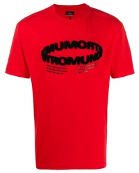 T-shirt girocollo stampata rossa e nera di Marcelo Burlon County of Milan