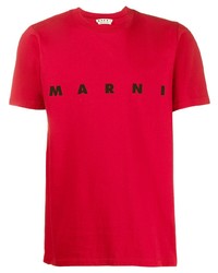 T-shirt girocollo stampata rossa e nera di Marni