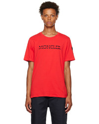 T-shirt girocollo stampata rossa e nera di Moncler