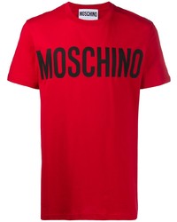 T-shirt girocollo stampata rossa e nera di Moschino