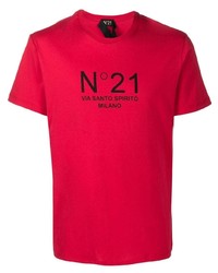 T-shirt girocollo stampata rossa e nera di N°21