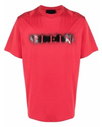T-shirt girocollo stampata rossa e nera di Philipp Plein