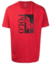 T-shirt girocollo stampata rossa e nera di Polo Ralph Lauren