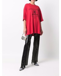 T-shirt girocollo stampata rossa e nera di Vetements