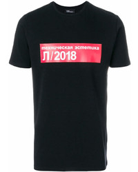 T-shirt girocollo stampata rossa e nera