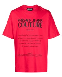 T-shirt girocollo stampata rossa e nera di VERSACE JEANS COUTURE