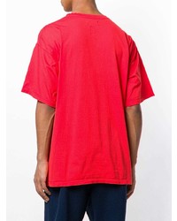 T-shirt girocollo stampata rossa e nera di Facetasm