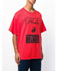T-shirt girocollo stampata rossa e nera di Facetasm