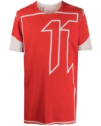 T-shirt girocollo stampata rossa di 11 By Boris Bidjan Saberi