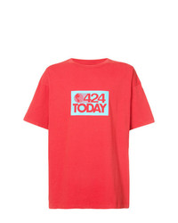 T-shirt girocollo stampata rossa di 424