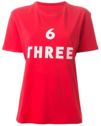 T-shirt girocollo stampata rossa di 6397