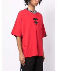 T-shirt girocollo stampata rossa di AAPE BY A BATHING APE