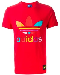 T-shirt girocollo stampata rossa di adidas
