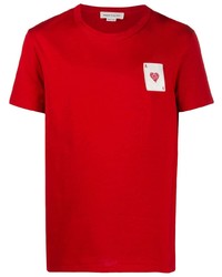 T-shirt girocollo stampata rossa di Alexander McQueen