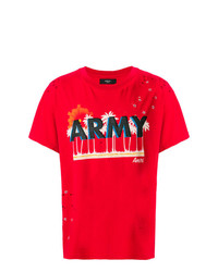 T-shirt girocollo stampata rossa di Amiri